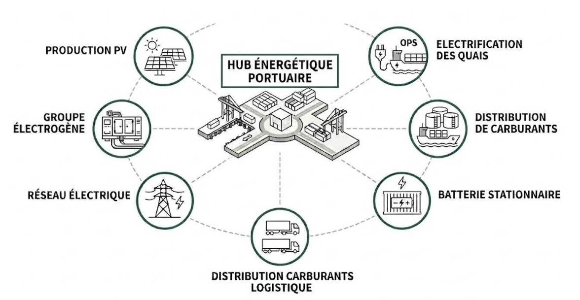 Hub énergétique port autoconsommation collective batterie AMO études