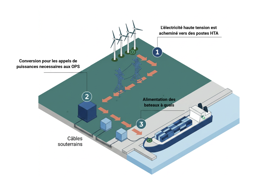 OPS électrification à quais port décarbonation portuaire ZIBAC énergie climat portuaire